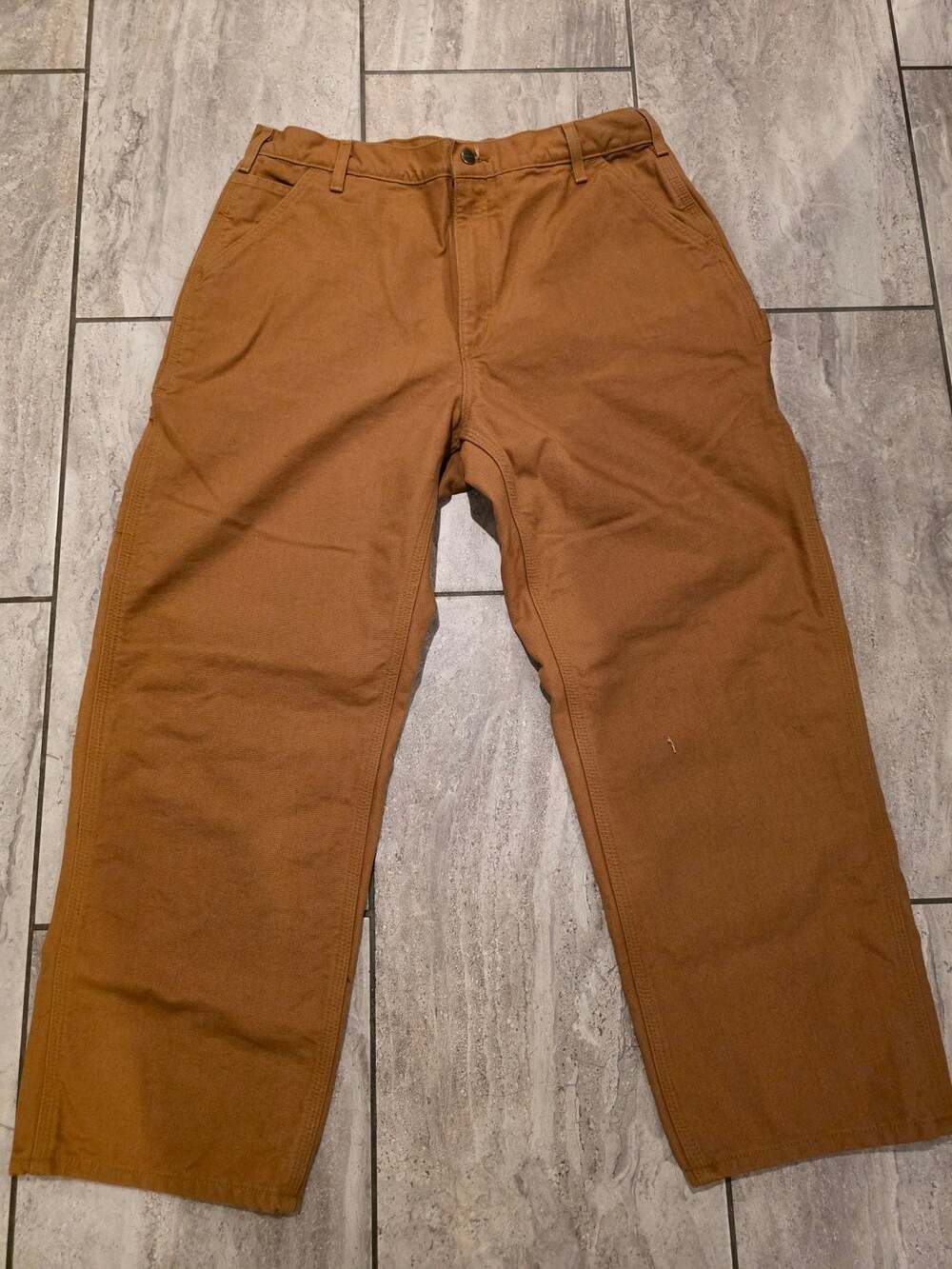 Carhartt Loose Fit Washed Duck Utility Work Pants Mens 44x36 Brown Canvas